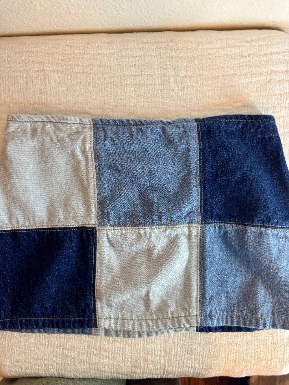 Edikted Patchwork Denim Mini Skirt Size S